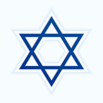 Blue Star of David on pale background