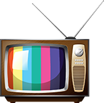 television with antennae and rainbow stripes on screen thumbnail